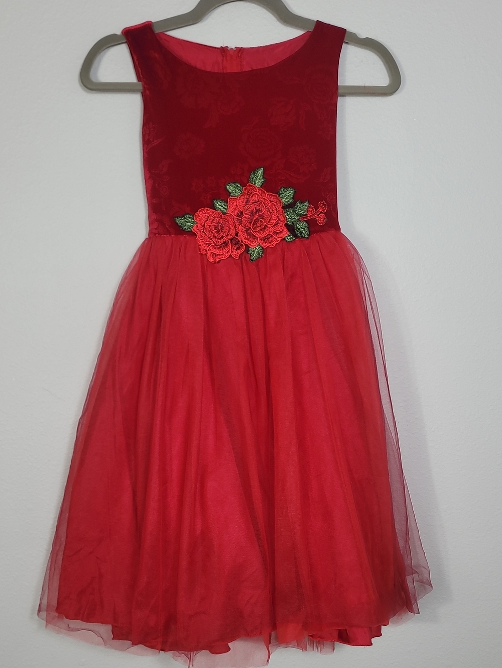 Vintage Kids Dream Formal Dress Size 9/10 Red Velvet Tulle Christmas Holiday